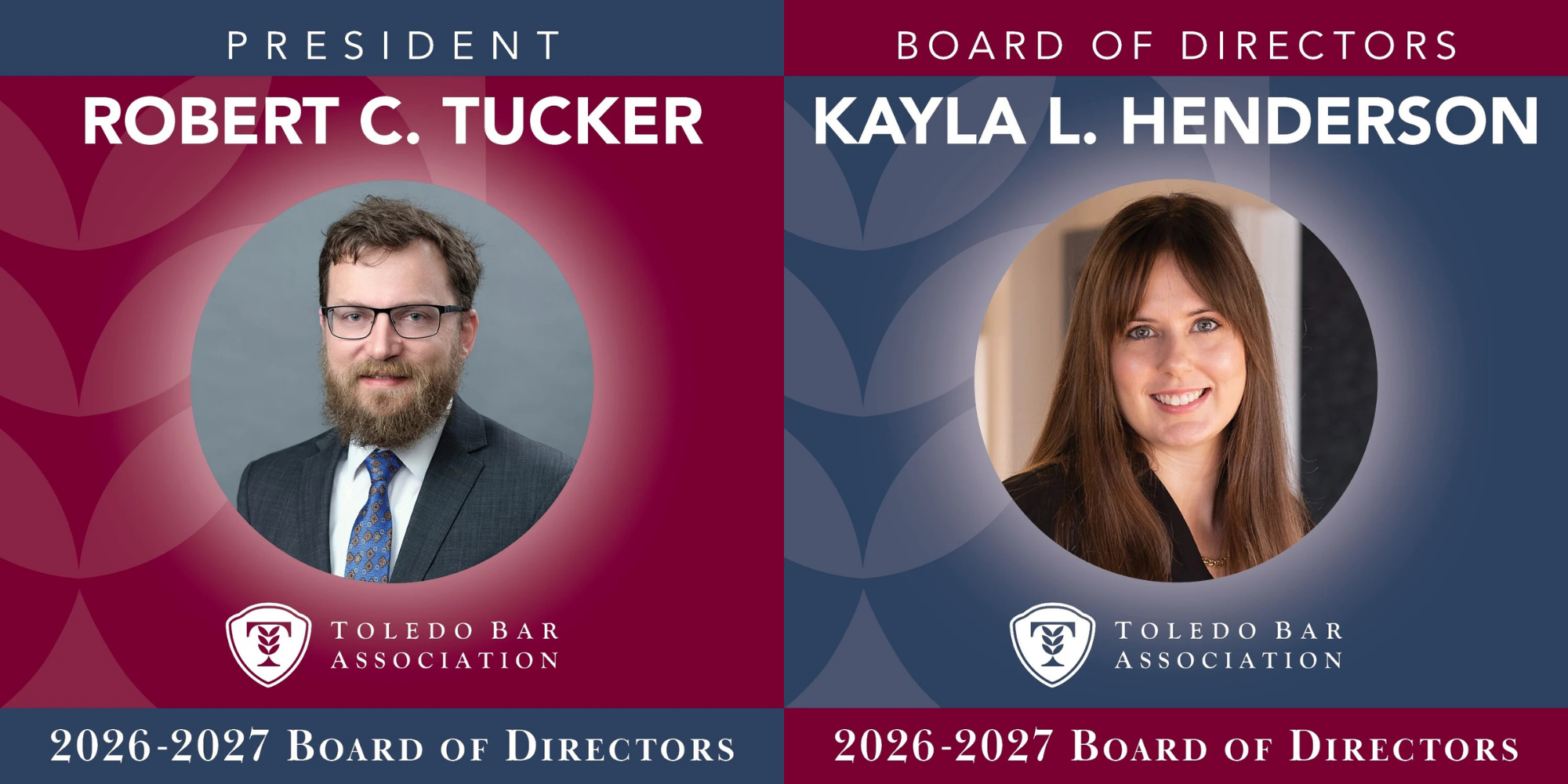 Infographic - headshots of Tucker and Henderson with their board position